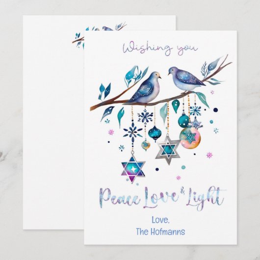 Persoonlijke Prettig Hanukkah, Vrede Liefde & Lich Feestdagenkaart (Voorkant / Achterkant)
