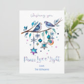 Persoonlijke Prettig Hanukkah, Vrede Liefde & Lich Feestdagenkaart (Staand voorkant)