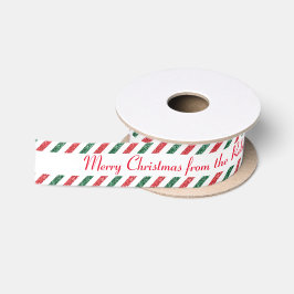 Persoonlijke Prettig Kerst glitter luchtpost Satijnen Lint