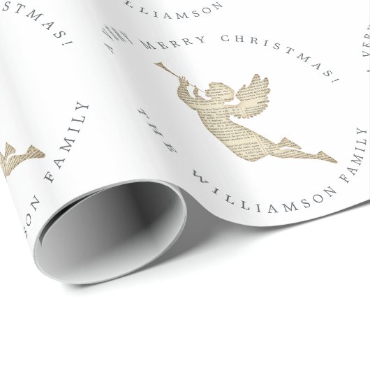 Persoonlijke Prettig Kerstfeest Boodschapper Engel Cadeaupapier (Rol Hoek)