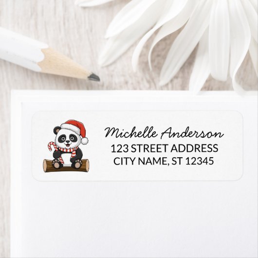 Persoonlijke Prettig Kerstfeest Schattige Panda Be Etiket (Insitu)
