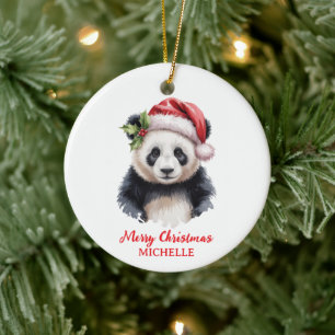Persoonlijke Prettig Kerstfeest Schattige Pandabee Keramisch Ornament