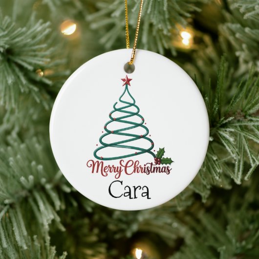 Persoonlijke Prettig Kerstmis Aangepaste Naam Cade Keramisch Ornament (Boom)