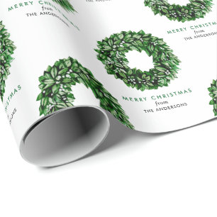 Persoonlijke Prettig Kerstmis Aquarel Krans Cadeaupapier