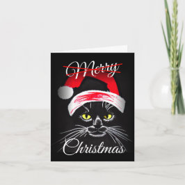 Persoonlijke Prettig Kerstmis Boze Zwarte Kat  Feestdagen Kaart