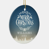 Persoonlijke Prettig Kerstmis Familie Foto Keramisch Ornament (Rechts)