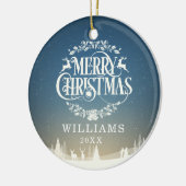 Persoonlijke Prettig Kerstmis Familie Foto Keramisch Ornament (Links)