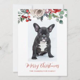 Persoonlijke Prettig Kerstmis Franse Bulldog Puppy Feestdagenkaart