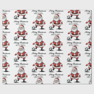 Persoonlijke Prettig Kerstmis Kerstman Voetbal Cadeaupapier