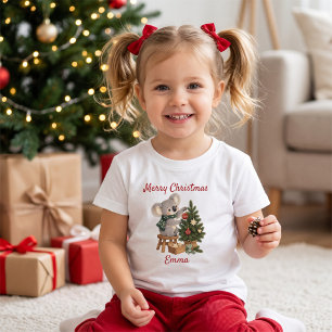Persoonlijke Prettig Kerstmis Koala voor Kinderen Kinder Shirts