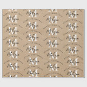 Persoonlijke Prettig Kerstmis Kraft Monogram Cadeaupapier (Vlak)