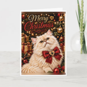 Persoonlijke Prettig Kerstmis Perzische Kat Vouw H Feestdagen Kaart