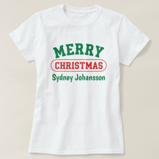 Persoonlijke Prettig Kerstmis Retro Aangepaste Naa T-shirt