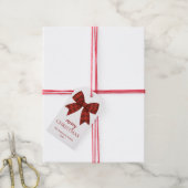 Persoonlijke Prettig Kerstmis | Rode geruite strik Cadeaulabel (Met Touw)