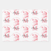 Persoonlijke Prettig Kerstmis Roze Kerstman Monogr Inpakpapier Vel (Voorkant 3)