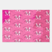 Persoonlijke Prettig Kerstmis Roze Verf Monogram Inpakpapier Vel (Voorkant 3)