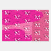 Persoonlijke Prettig Kerstmis Roze Verf Monogram Inpakpapier Vel (Voorkant 2)