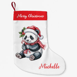Persoonlijke Prettig Kerstmis Schattige Pandabeer Kleine Kerstsok