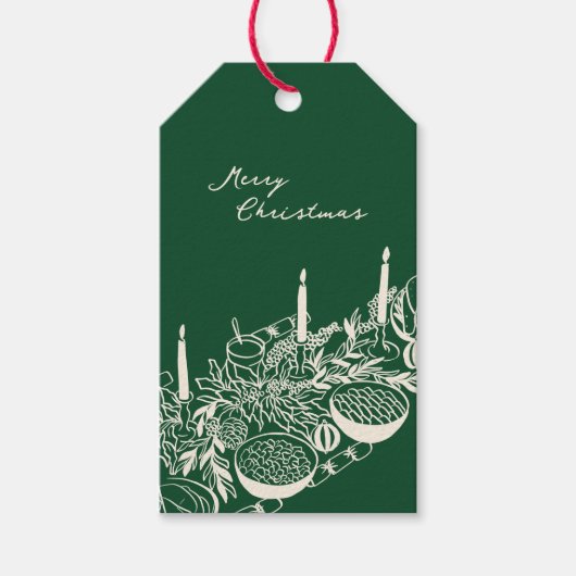 Persoonlijke Prettig Kerstmis Tafel Minimalistisch Cadeaulabel (Voorkant)