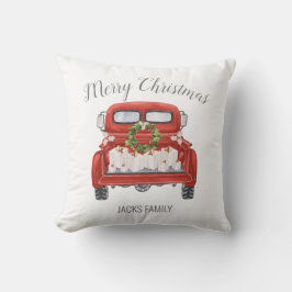 Persoonlijke Prettig Kerstmis Vintage Rode Truck Kussen
