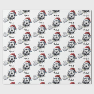 Persoonlijke Prettig Kerstmis Voetbal Santa Cadeaupapier
