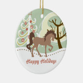 Persoonlijke Prettige feestdagen bruine winter Keramisch Ornament (Rechts)