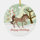 Persoonlijke Prettige feestdagen bruine winter Keramisch Ornament (Voorkant)