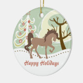 Persoonlijke Prettige feestdagen bruine winter Keramisch Ornament (Links)