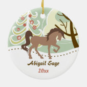 Persoonlijke Prettige feestdagen bruine winter Keramisch Ornament (Achterkant)