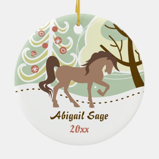 Persoonlijke Prettige feestdagen bruine winter Keramisch Ornament (Achterkant)