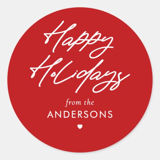 Persoonlijke prettige feestdagen in handgeschreven ronde sticker (Voorkant)