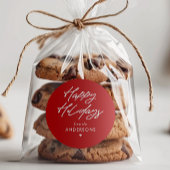 Persoonlijke prettige feestdagen in handgeschreven ronde sticker