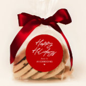 Persoonlijke prettige feestdagen in handgeschreven ronde sticker