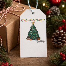 Persoonlijke Prettige Feestdagen Kerstboom Cadeau Cadeaulabel