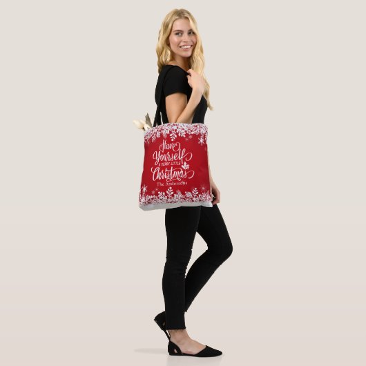 Persoonlijke prettige kerstCanvas tas (Op model)
