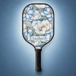 Persoonlijke Pretty Blue Magnolia en Pioen Pickleball Paddle