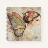 Persoonlijke Pretty Boho Vlinder Fee Pastel Notitieboek (Voorkant)