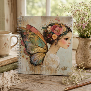 Persoonlijke Pretty Boho Vlinder Fee Pastel Notitieboek