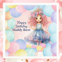 Persoonlijke Pretty Princess Verjaardag Papieren S