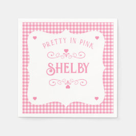 Persoonlijke Pretty Roze Plaid 13e Verjaardag Servet