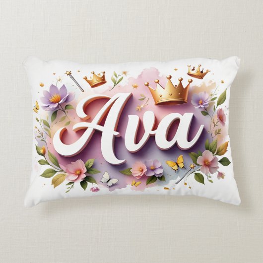 Persoonlijke Princess Bloom Naam Accent Kussen (Voorkant)