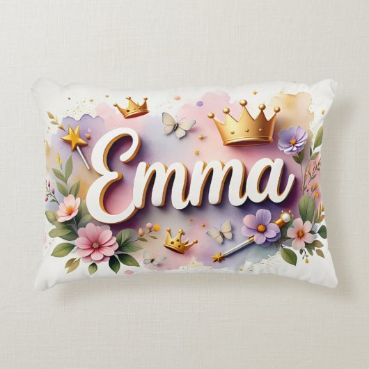 Persoonlijke Princess Bloom Naam  Accent Kussen (Voorkant)