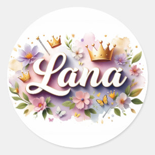 Persoonlijke Princess Bloom Naamstickers Ronde Sticker