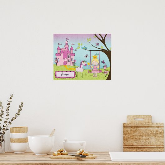 Persoonlijke Princess Castle Art Poster (Keuken)