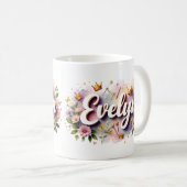Persoonlijke Princess Floral Mok – Met Naam (Voorkant rechts)