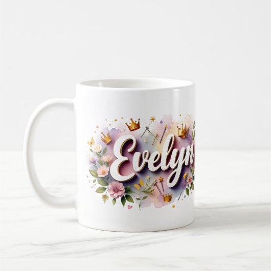 Persoonlijke Princess Floral Mok – Met Naam (Links)