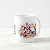 Persoonlijke Princess Floral Mok – Met Naam (Voorkant rechts)