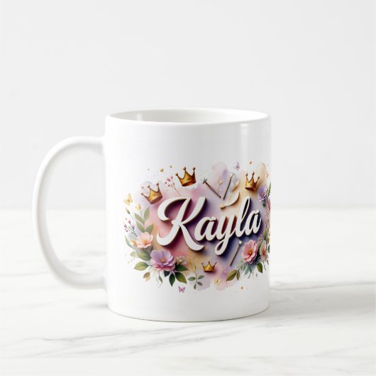 Persoonlijke Princess Floral Mok – Met Naam (Links)