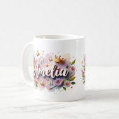 Persoonlijke Princess Floral Mok – Met Naam (Voorkant links)