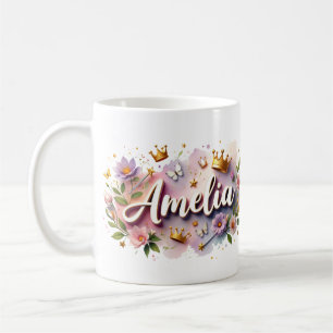 Persoonlijke Princess Floral Mok – Met Naam
